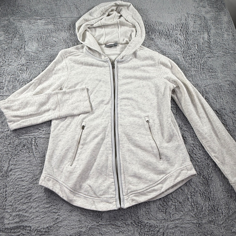 Athleta Womens Gray Heathered Full Zip French Terry Hoodie Thumbholes Size S